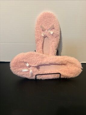AEROSOLES Plush Pink Kids Ballet Slippers with Ribbon Bow